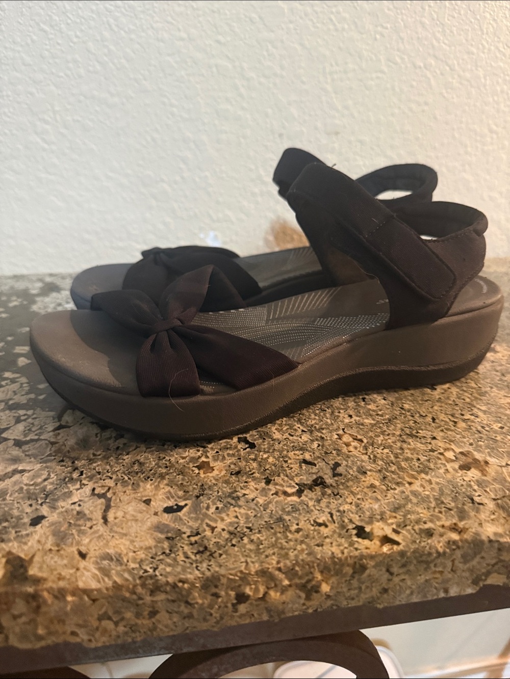 Clarks Black Knot Strap Platform Sandals